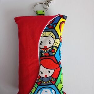 Colorful Superhero Tissue Holder With Tissues Keychain